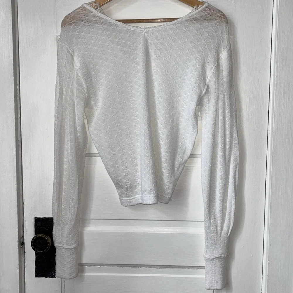 FREE PEOPLE DREAM GIRL POINTELLE LONG SLEEVE TOP